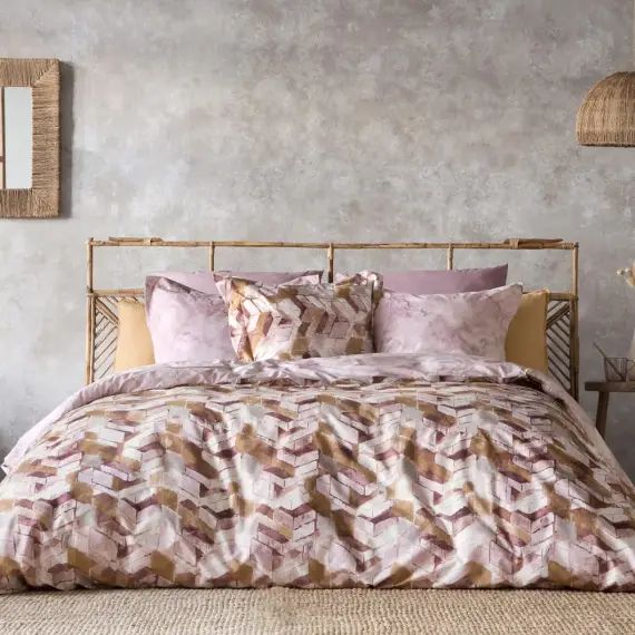 Housse de couette réversible en percale de coton 155×220 cm marron