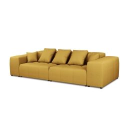 Canapé 3 places en tissu structuré jaune