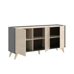 Buffet effet bois chêne et anthracite