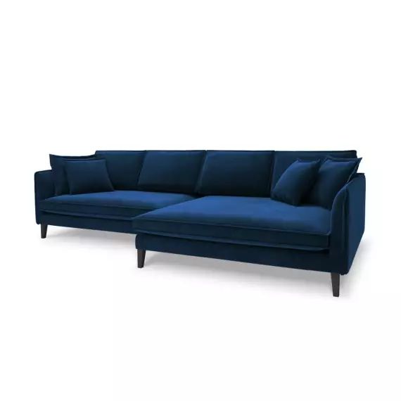 Canapé d’angle 4 places en velours bleu roi