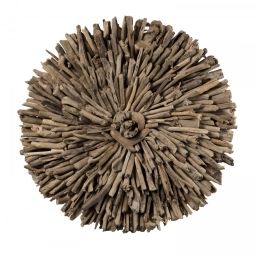 Décoration murale ronde 80 cm bois flotté moderne