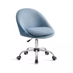 Fauteuil de bureau réglable pivotant tissu coton-lin bleu