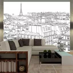 Papier peint panoramique architecture croquis parisien 350×270 cm