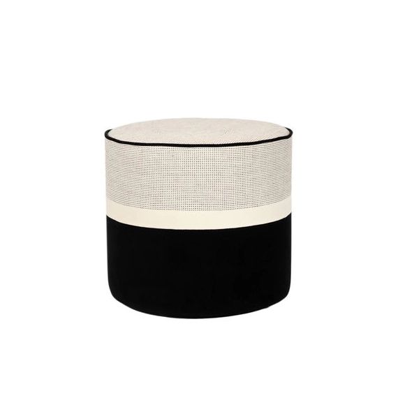 Pouf Léo en Tissu, Coton – Couleur Noir – 49.32 x 49.32 x 40 cm – Designer Sarah Lavoine