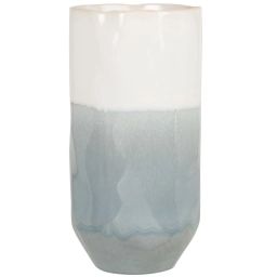 Vase en grès bicolore bleu et écru H29