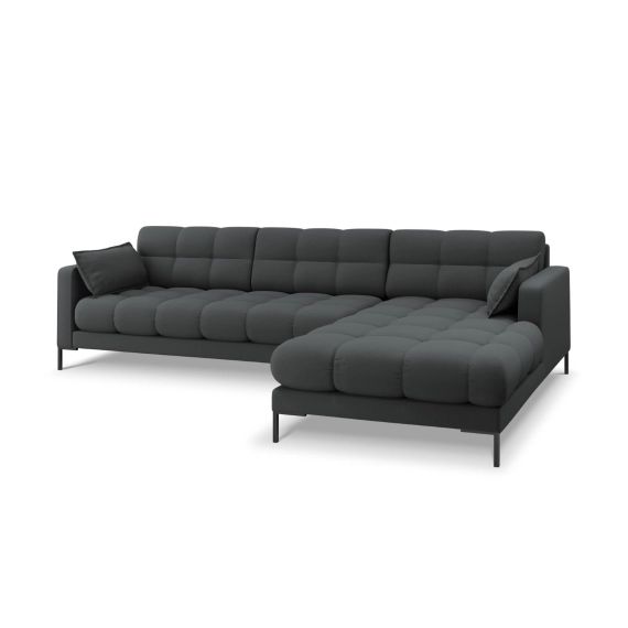 Canapé d&rsquo;angle 5 places en tissu structuré gris foncé