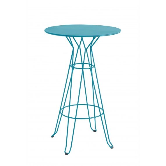 CAPRI – Table rond haute en acier bleu D80