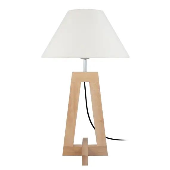Lampe de chevet bois naturel et écru