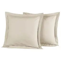 Lot de 2 taies d’oreiller unie percale e Ficelle 65×65