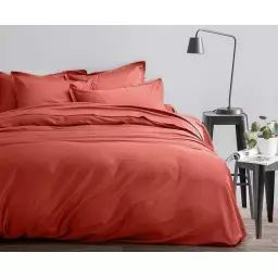 Parure housse de couette satin de coton rouge 220×240 cm