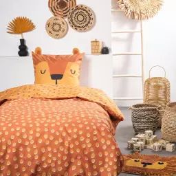 Parure de lit enfant imprimé en coton orange 140×200