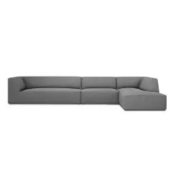 Canapé d’angle droit 5 places en tissu structurel gris
