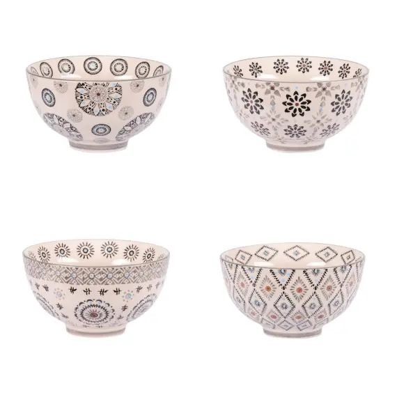Coffret de 4 bols   14 cm en grès  gris