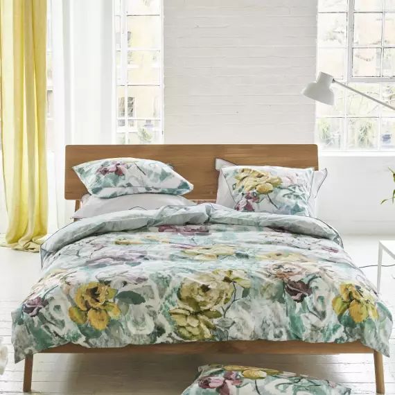 Housse de couette imprimée en percale de coton vert 200×200