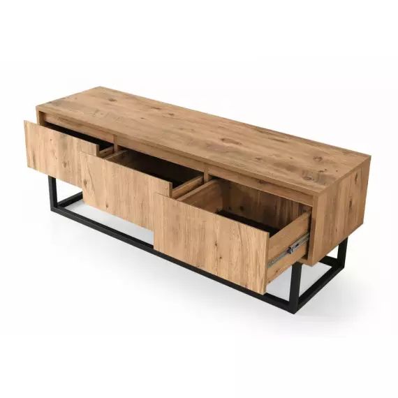 ROMKA – Meuble TV 140 cm Noir et Bois clair