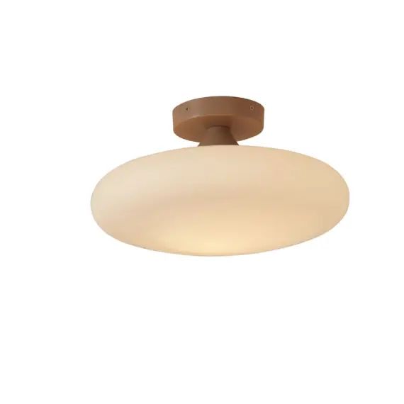 Plafonnier en verre blanc/sable, h. 34cm