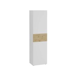Armoire 2 portes décor chêne et blanc brillant – H119 cm