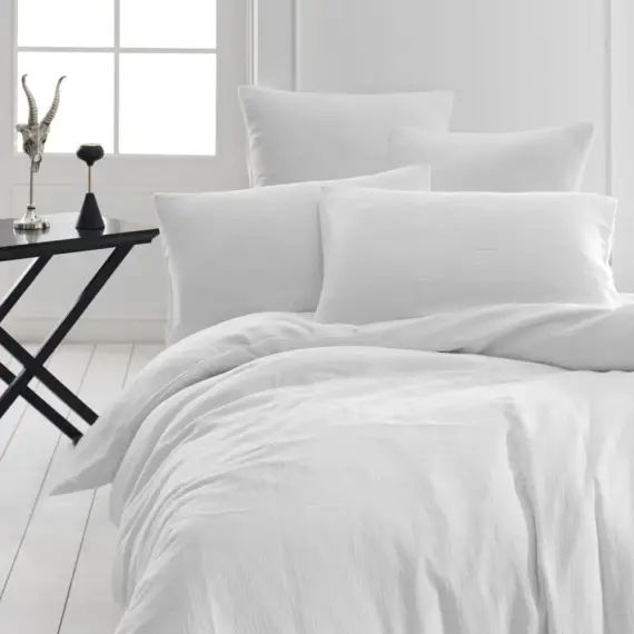 Housse de couette en gaze de coton  blanc 140×200 cm