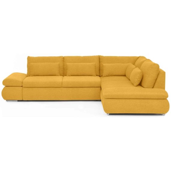 Canapé d’angle convertible 4 places en tissu ALINA 2 coloris jaune