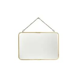 Miroir de barbier rectangulaire en laiton avec chaîne 57 x 39 cm