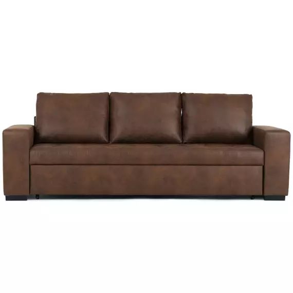 Canape droit convertible 3 places MYRON coloris marron