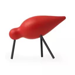 Décoration Oiseau shorebird en Bois, Acier – Couleur Rouge – 15 x 15.33 x 11 cm – Designer Sigurjón Pálsson