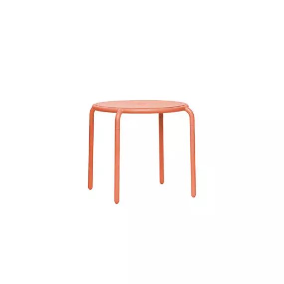 Table ronde Toní en Métal, Aluminium peinture poudre – Couleur Orange – 80 x 80 x 76 cm – Designer Erik  Stehmann