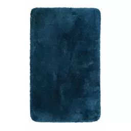 Tapis de bain microfibre très doux uni bleu pétrole 70×120
