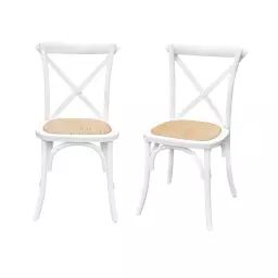Lot de 2 chaises de bistrot en bois blanc