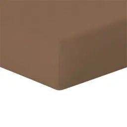 Drap housse lin lavé 160x200x30 caramel