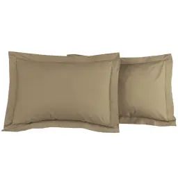 Lot de 2 taies d’oreiller unie percale e Taupe 50×70