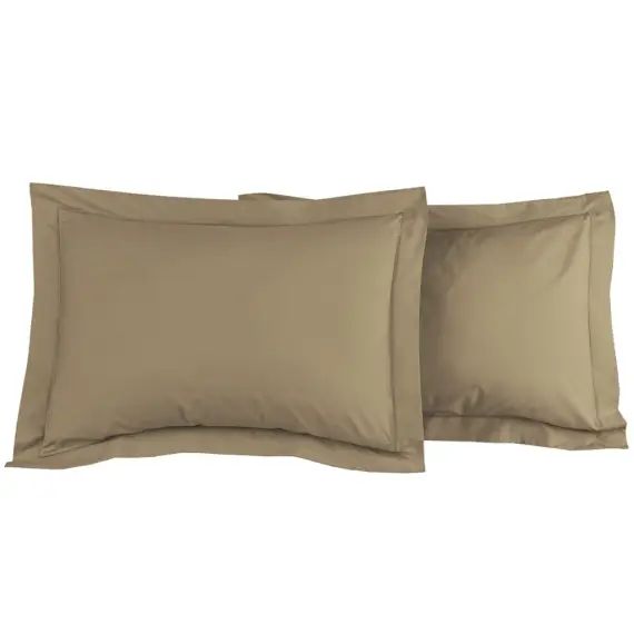 Lot de 2 taies d’oreiller unie percale e Taupe 50×70