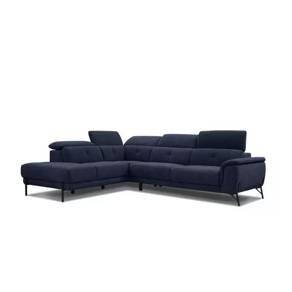 Canapé d’angle gauche  5 places en tissu bleu foncé
