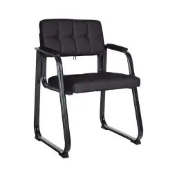 Chaise avec dossier ajouré et accoudoirs en similicuir Noir
