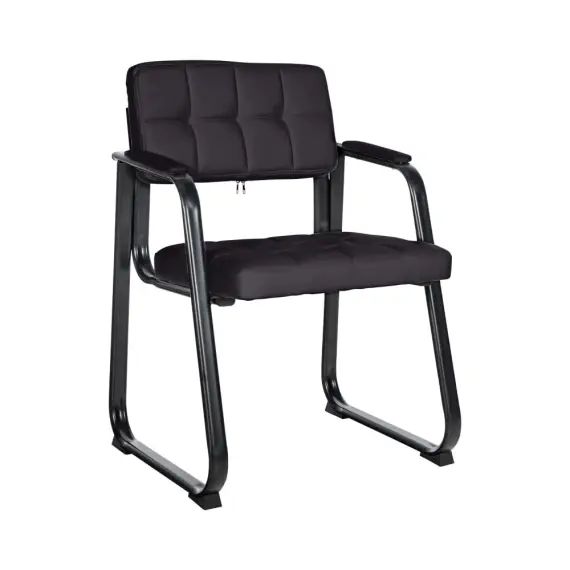Chaise avec dossier ajouré et accoudoirs en similicuir Noir