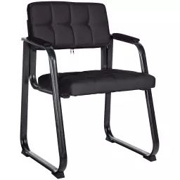 Chaise avec dossier ajouré et accoudoirs en similicuir Noir