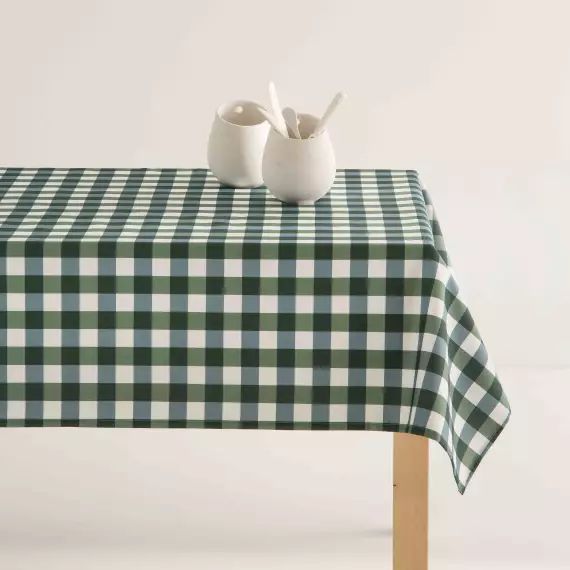 Nappe imprimée vert avec traitement anti-taches en coton 140×240 cm