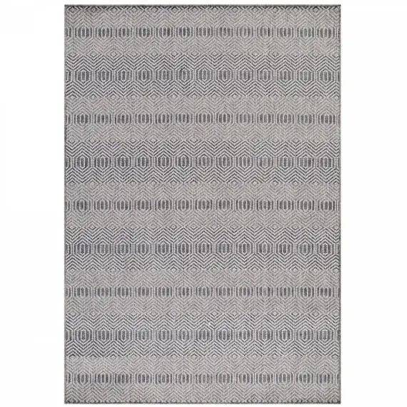 Tapis extérieur tissé plat gris et greige 160x230cm