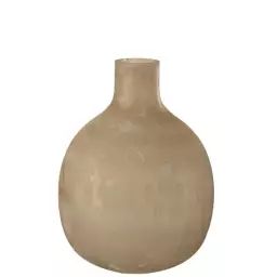 Vase bouteille bas rond verre or H43cm