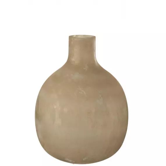 Vase bouteille bas rond verre or H43cm