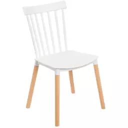 Chaise de cuisine bois et plastique blanc 50x52x82cm