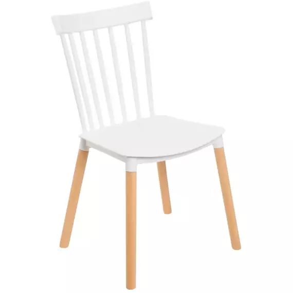 Chaise de cuisine bois et plastique blanc 50x52x82cm