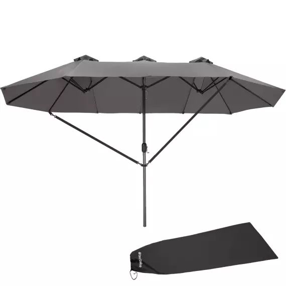 Parasol SILIA en aluminium 460 x 270 cm réglable en hauteur gris