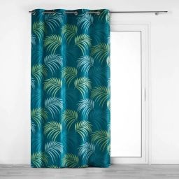 Rideau à palmes colorées polyester bleu 260 x 140