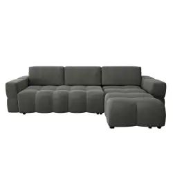 Canapé d&rsquo;angle droit convertible coffre gris 260cm