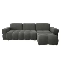 Canapé d&rsquo;angle droit convertible coffre gris 260cm