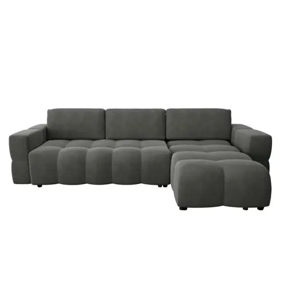 Canapé d&rsquo;angle droit convertible coffre gris 260cm