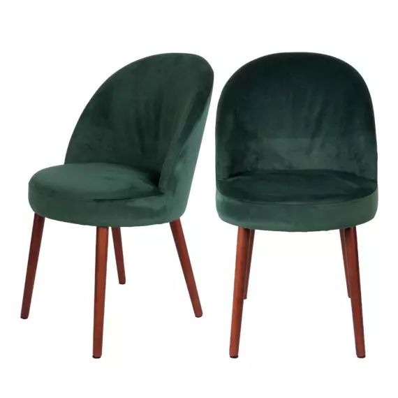 Barbara – Lot de 2 chaises en velours – Couleur – Vert