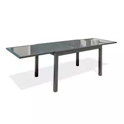Table de jardin 10 places en aluminium anthracite et plateau verre