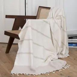Plaid petit modèle 130×170 écru